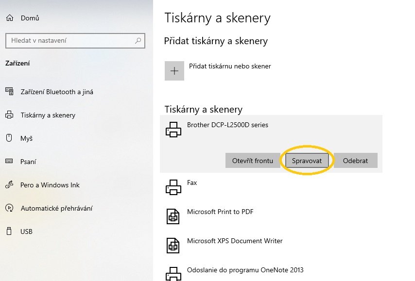 Windows 10 - správa tiskáren