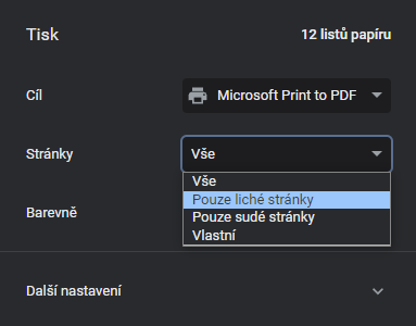 Oboustranný tisk v Chrome