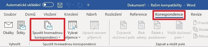 Word - Spustit hromadnou korespondenci