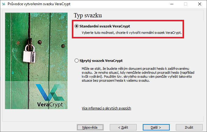 VeraCrypt - standardní a skrytý svazek