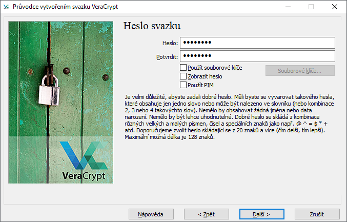VeraCrypt - heslo svazku
