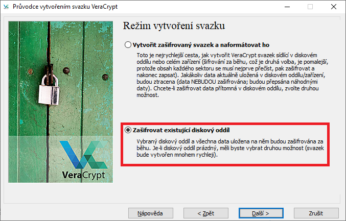 VeraCrypt - formátování