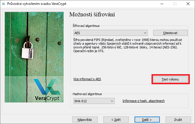 VeraCrypt - možnosti šifrování