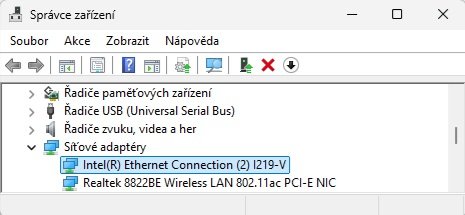 Síťové adaptéry ve Správci zařízení