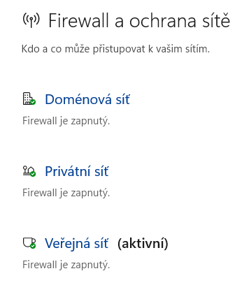 Firewall a ochrana sítě ve Windows