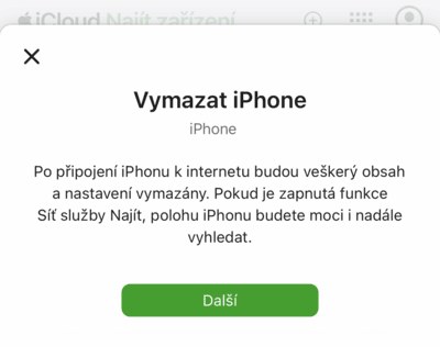 Vymazat iphone v icloud najít zařízení
