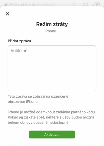 Režim ztráty v icloud najít zařízení