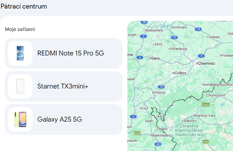 Nalezená zařízení v Pátracím centru