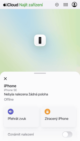 Offline zařízení v icloud najít zařízení