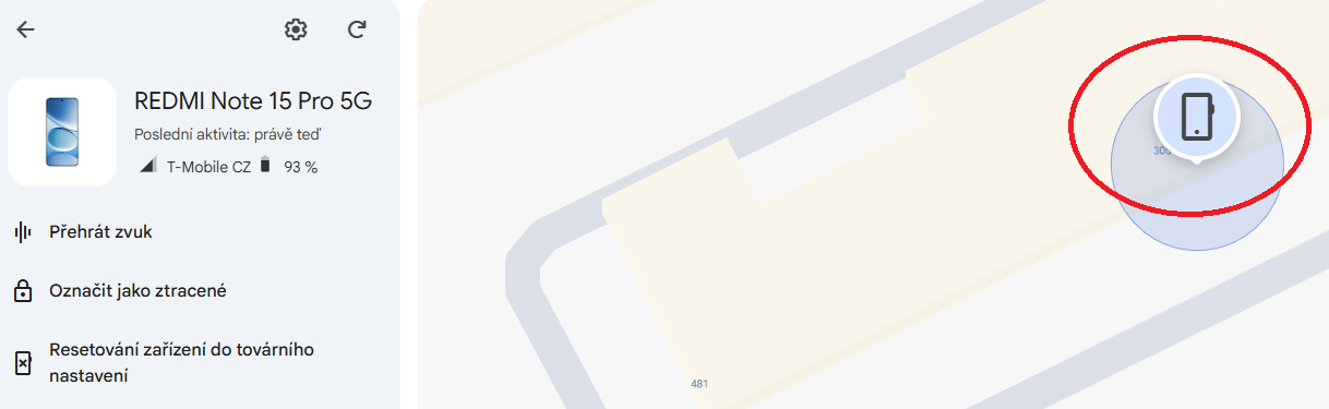 Lokalizace zařízení v Pátracím centru