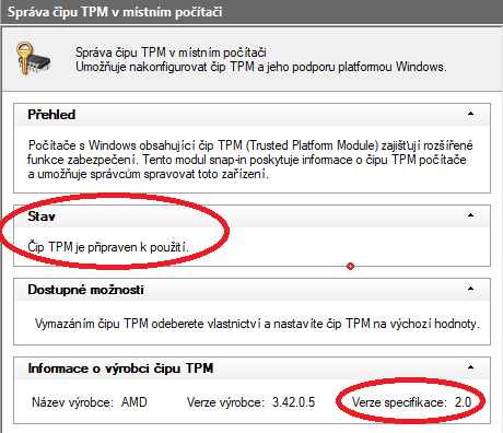 Správa čipu TPM v místním počítači